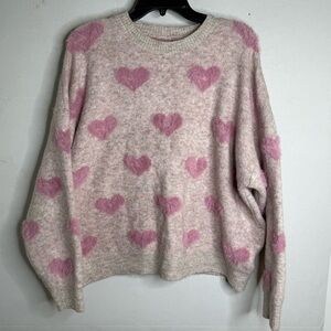 Chicwish Pink Heart Sweater